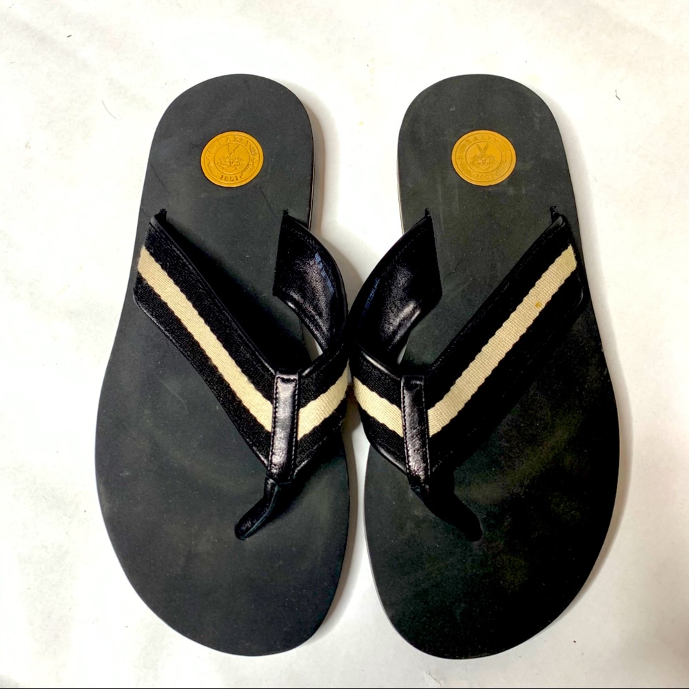 Bally Venizo Leather Thong Rubber Flip Flops